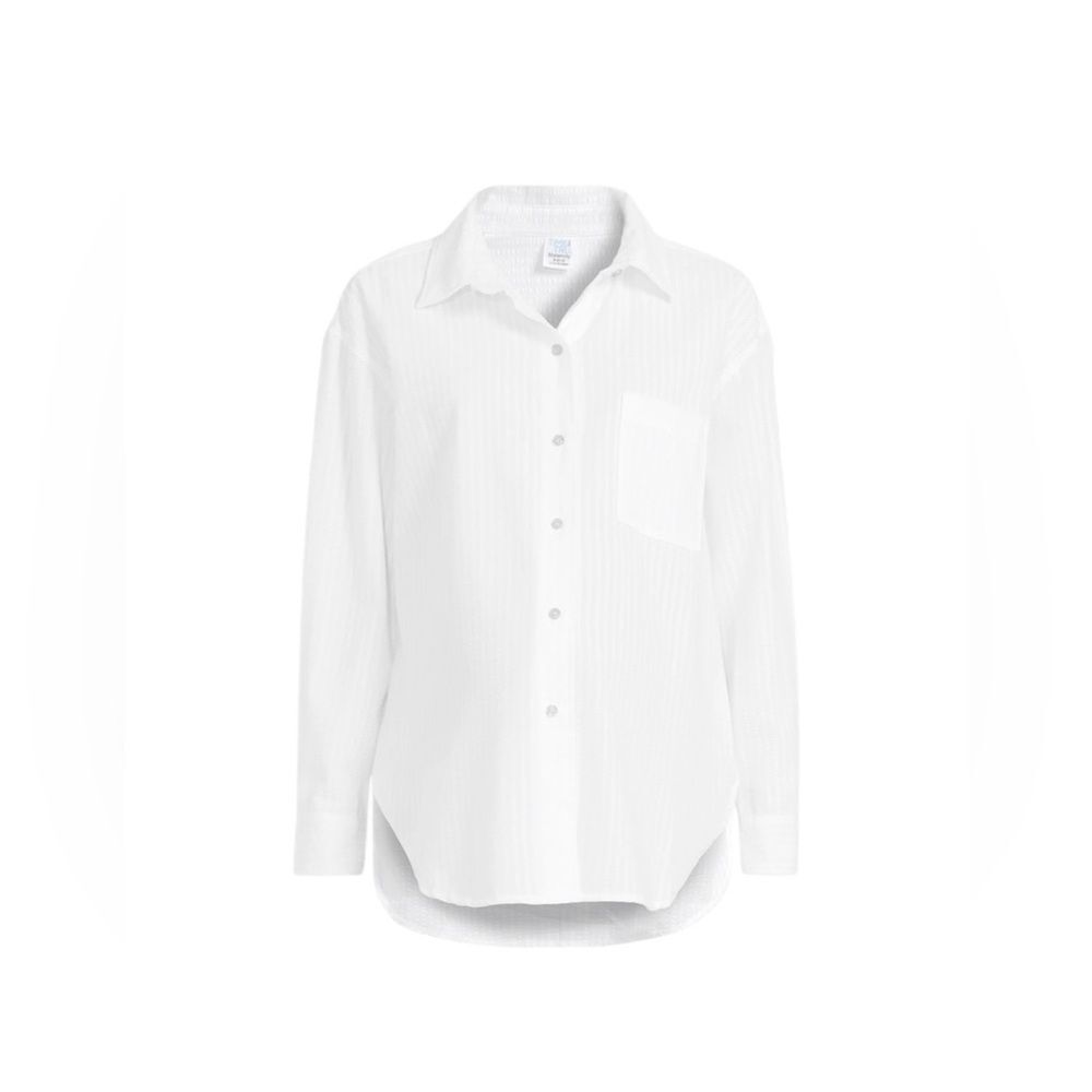 NWT Maternity White Woven Texture Shirt Blouse Top Sz XL (16-18)